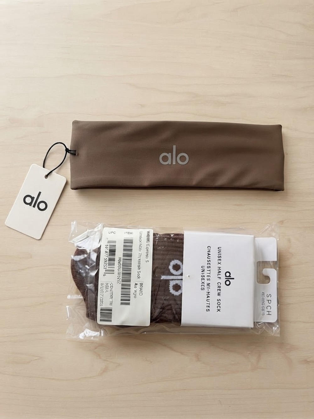 ALO Yoga womens Brown Headband & Socks Bundle  LOT gift set nwt